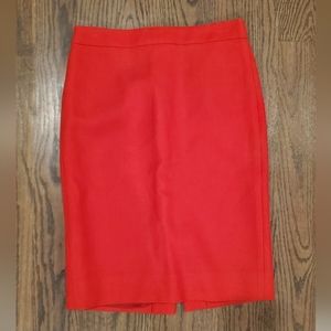 Red wool J. Crew No. 2 pencil skirt